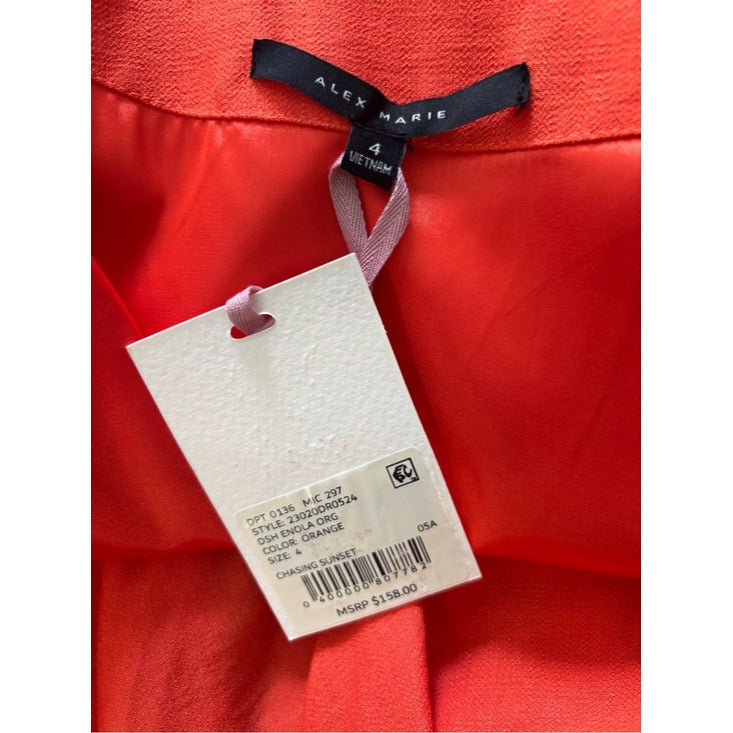 New ALEX MARIE Orange Enola Wrap-Style Dress Size 4