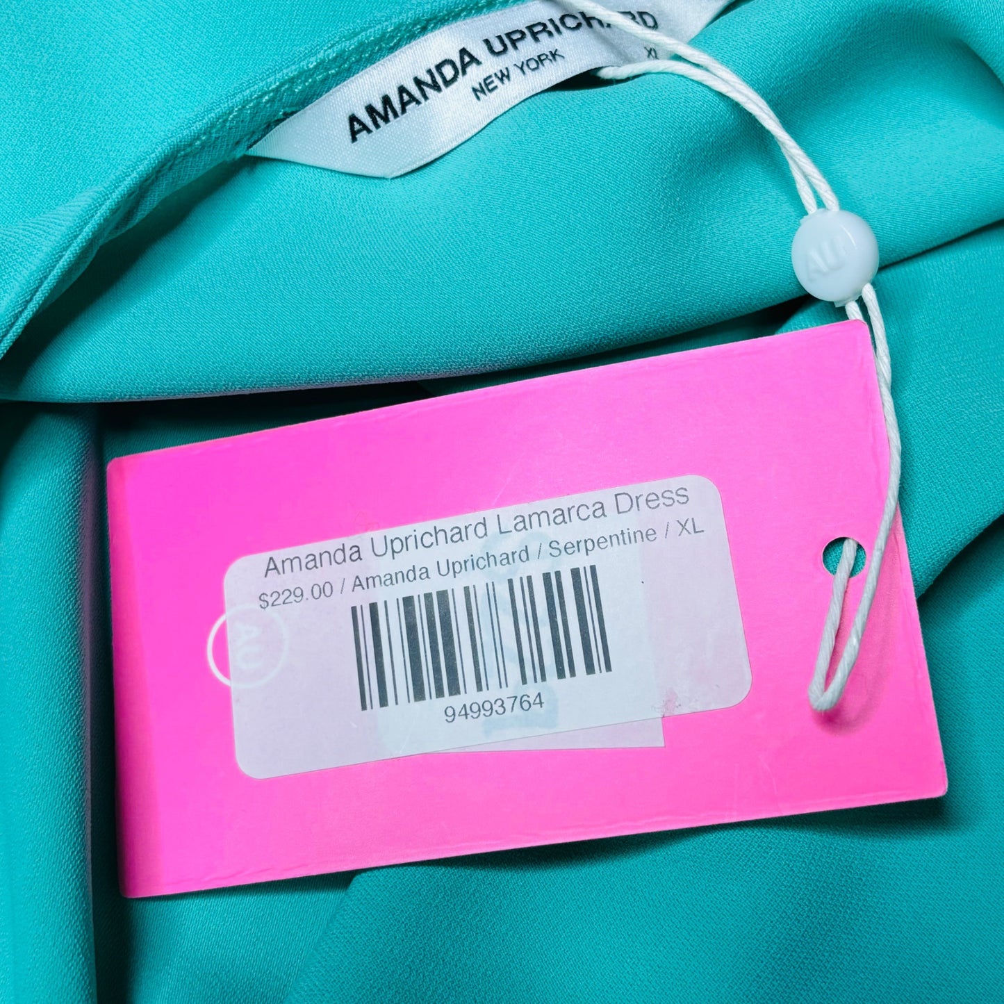 NEW AMANDA UPRICHARD Lamarca Dress In Serpentine Turquoise Size XL