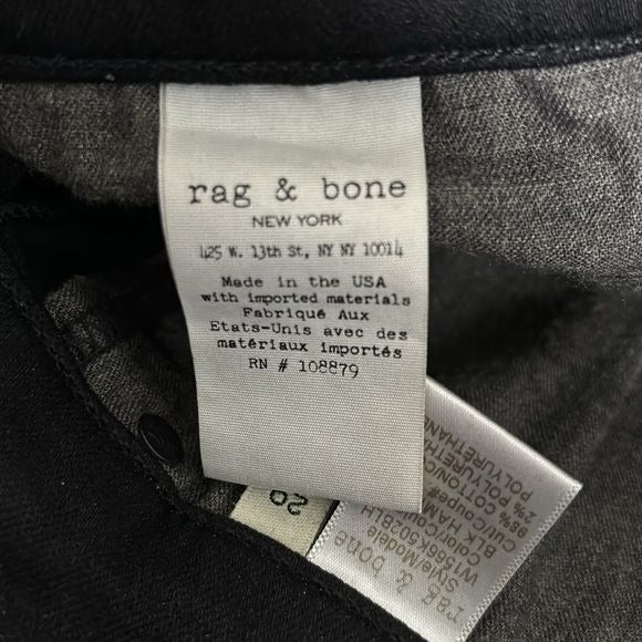 RAG & BONE Black Hampton Raw Hem Jeans