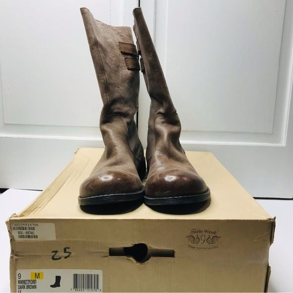 NINE WEST Mittford Dark Brown Boots Size 9M