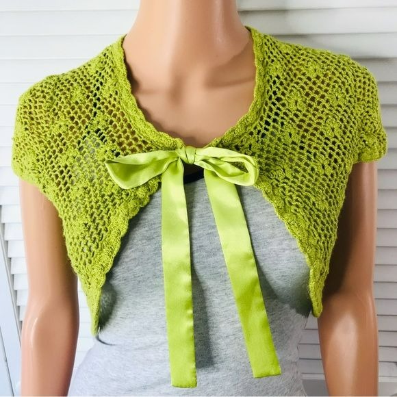 UNIFORM By John Paul Richard Green Crochet Shrug Size M