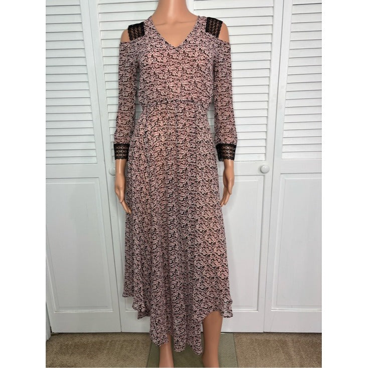 Maje Riano Imprimé Floral Cold-Shoulder Midi Dress Size Small