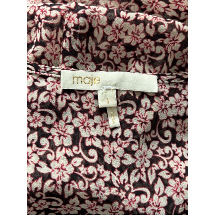 Maje Riano Imprimé Floral Cold-Shoulder Midi Dress Size Small