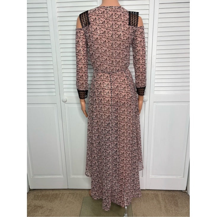 Maje Riano Imprimé Floral Cold-Shoulder Midi Dress Size Small