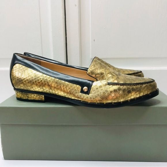 EIGHT FIFTEEN Patti Gold Leather Loafers Size 7.5 *NEW*