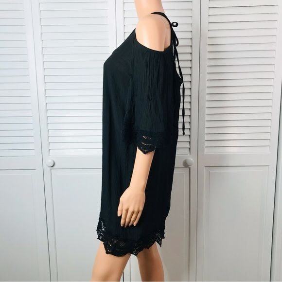 VENUS Black Cold Shoulder Dress Size L