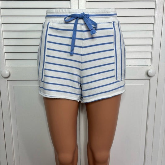 VINEYARD VINES Cotton Striped Shorts in White & Blue Size Medium