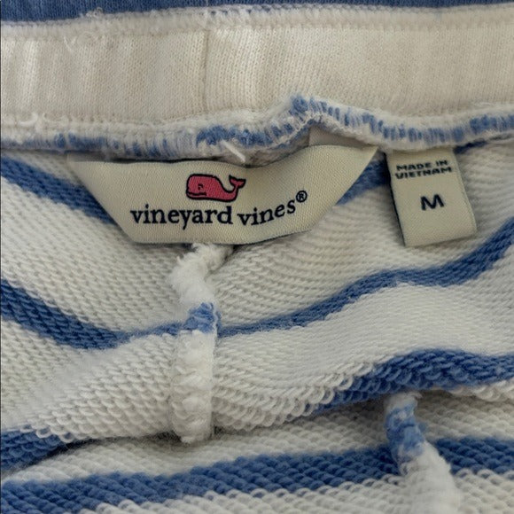 VINEYARD VINES Cotton Striped Shorts in White & Blue Size Medium