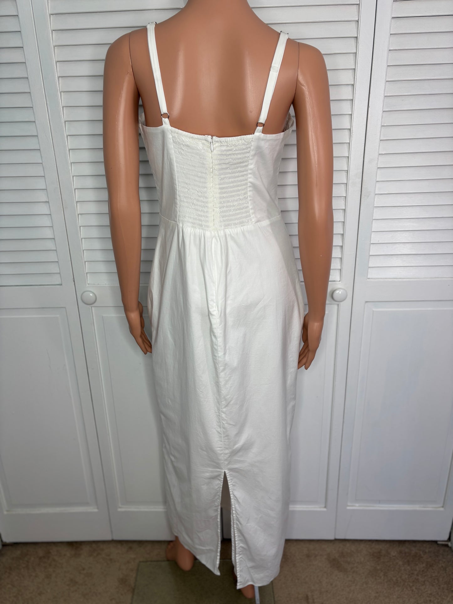 REFORMATION Stormi White Organic Cotton Midi Dress Size 10