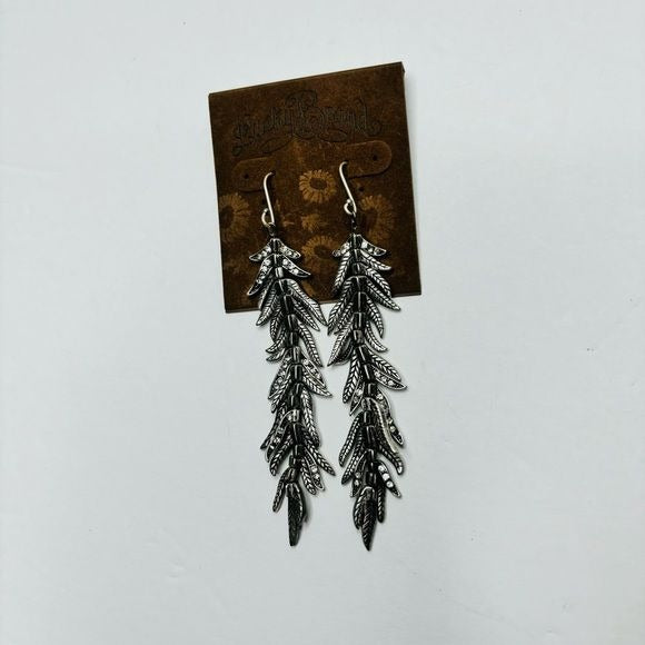 *NEW* LUCKY BRAND Silver Feather Design Earrings