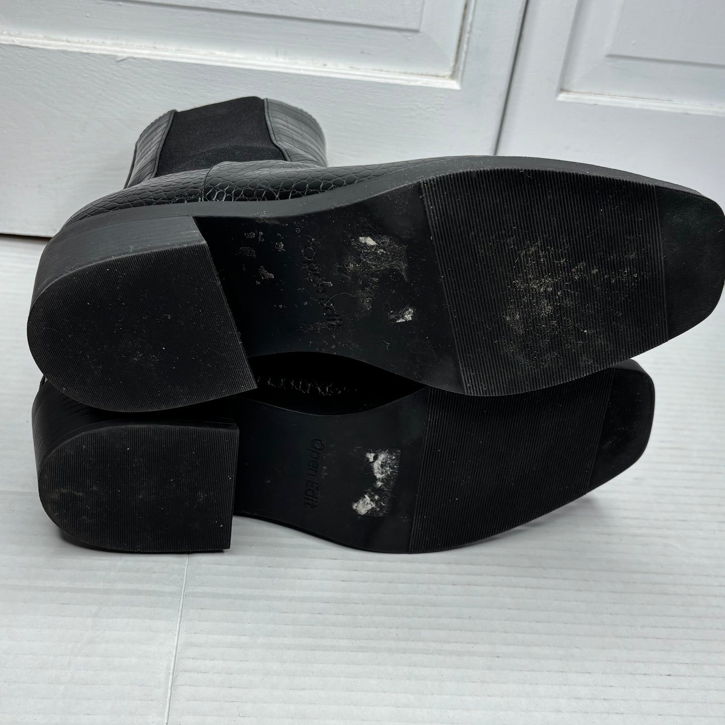 OPEN EDIT Edayla Croc-Embossed Square Toe Chelsea Boots Size 9.5