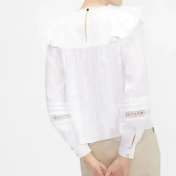 TED BAKER Silais White Double Frill Blouse Size 4-6 *NEW*