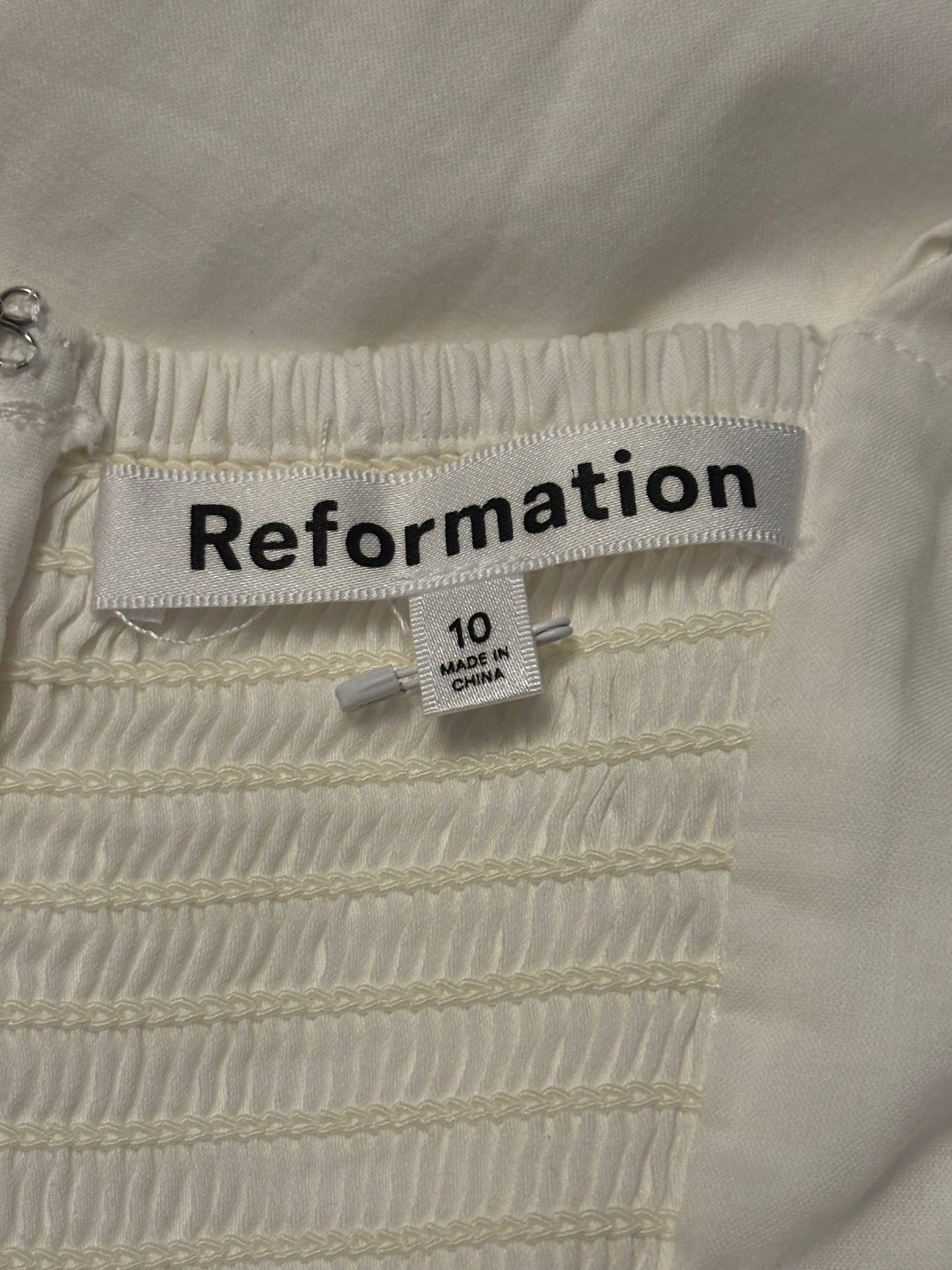REFORMATION Stormi White Organic Cotton Midi Dress Size 10