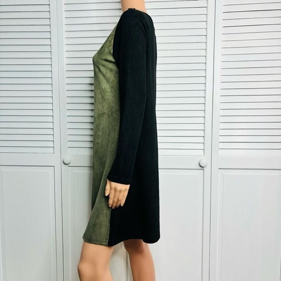 *NEW* ETHYL Faux Suede Colorblock Popover Dress Size S