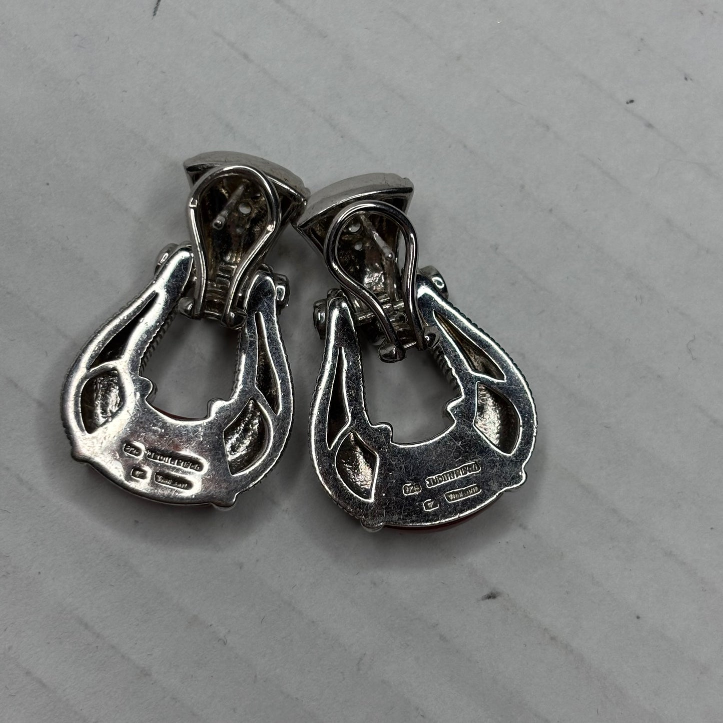 JUDITH RIPKA Sterling Silver Red Jasper CZ Isola Earrings