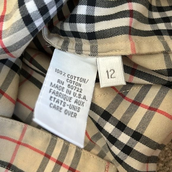 BURBERRY Lapwing Vintage Check Cotton Shirt Size 12