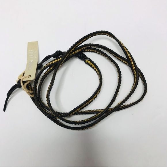 CHAN LUU Gold Wrap Bracelet On Brown Leather *NEW*