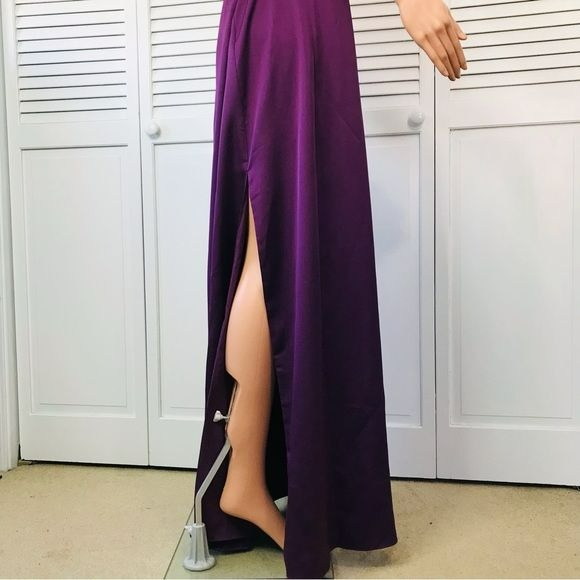 *NEW* WAYF The Angelina Slit Wrap Purple Gown Size S