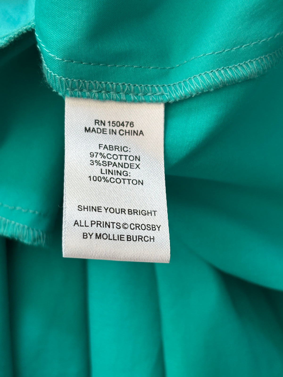 New CROSBY by Mollie Burch Teal Smocked Puff Sleeve Mini Dress Size Small