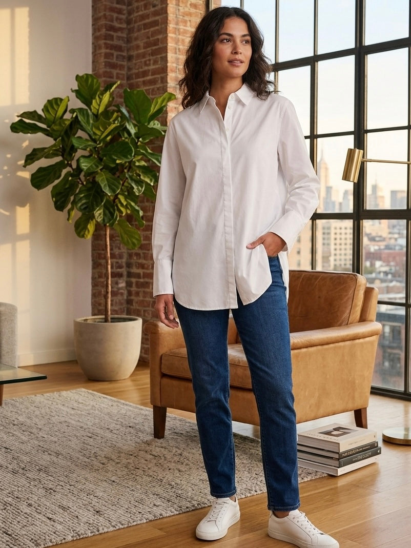 J.CREW Haberdashery White Cotton Button Down Shirt Size Medium