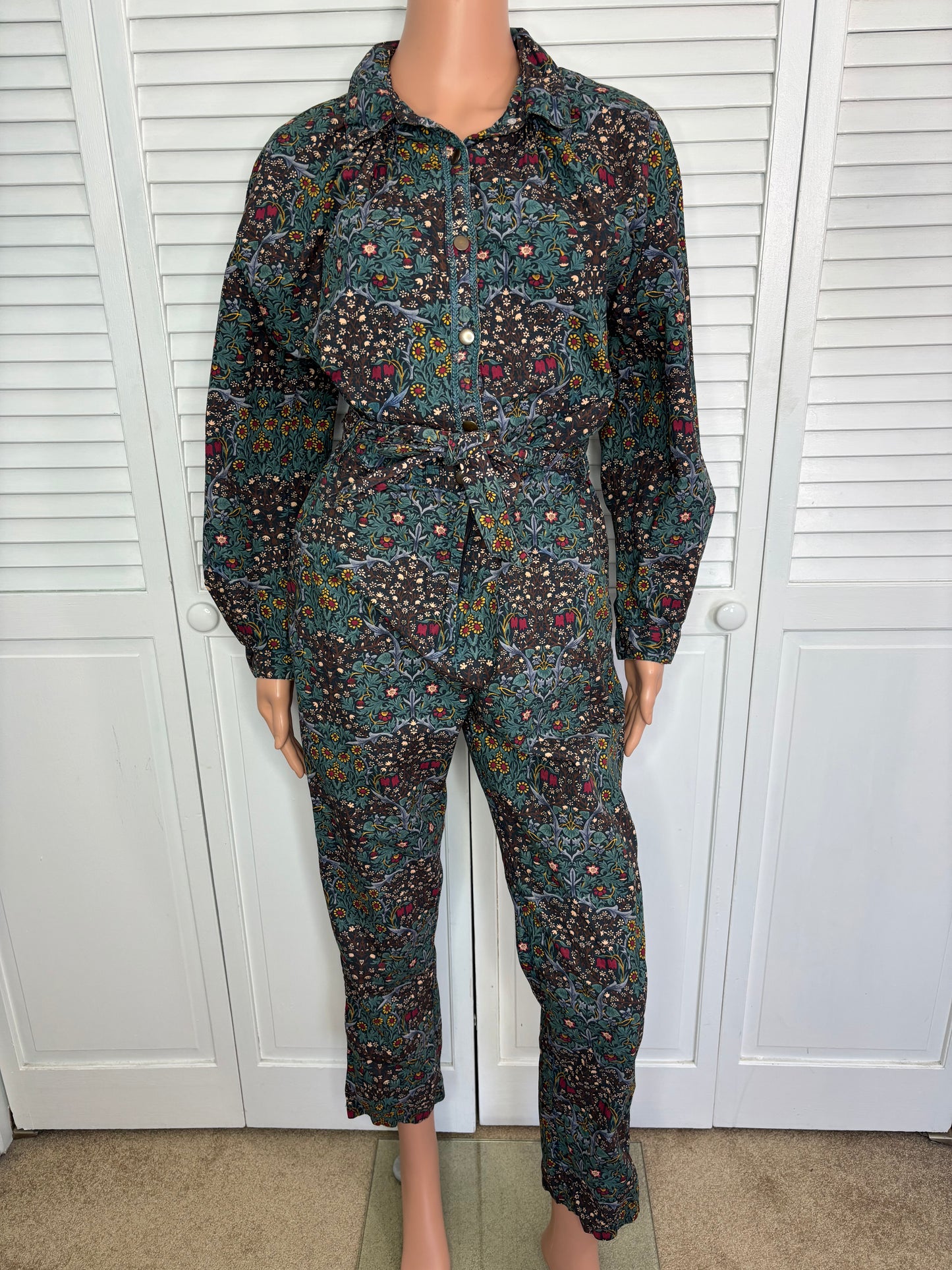 BA&SH Uguette Floral Button-Front Jumpsuit in Bleu Size 4