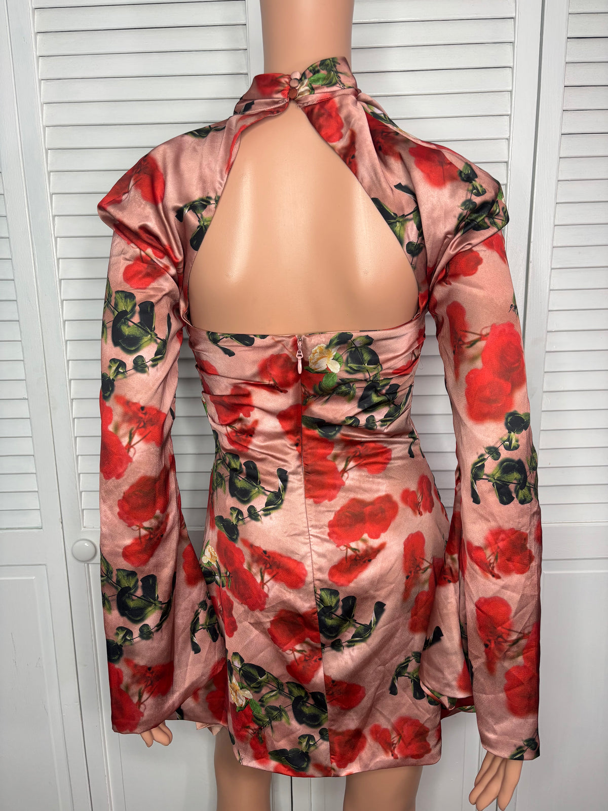 House of CB Toira Rose Print Draped Corset Mini Dress Size Small