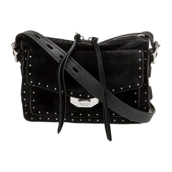 RAG & BONE Black Suede Messenger Bag