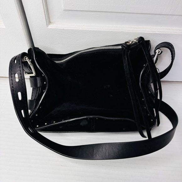 RAG & BONE Black Suede Messenger Bag