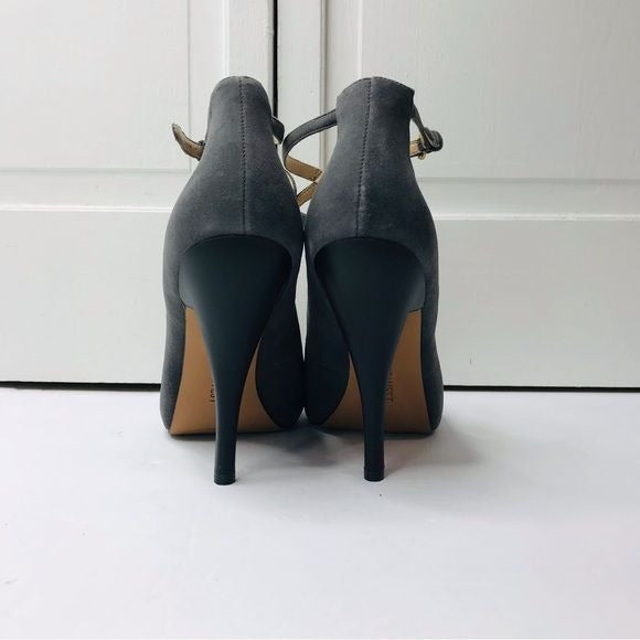 NINE WEST Cohearent Gray Suede Leather Stiletto Heels Size 9