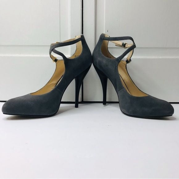 NINE WEST Cohearent Gray Suede Leather Stiletto Heels Size 9