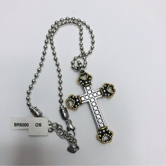 *NEW* BRIGHTON Two Tone Large Silver Gold Cross Pendant