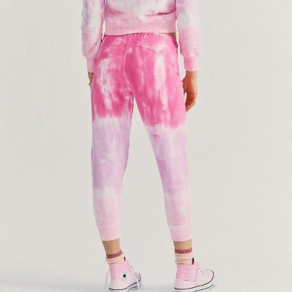 LOVESHACKFANCY Etty Linear Bubble Gum Pink Cotton Jogger Pant Size M *NEW*