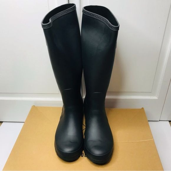 SCOTCH OF HOLLAND Black Tall Rubber Rain Boots Size 9 *NEW*