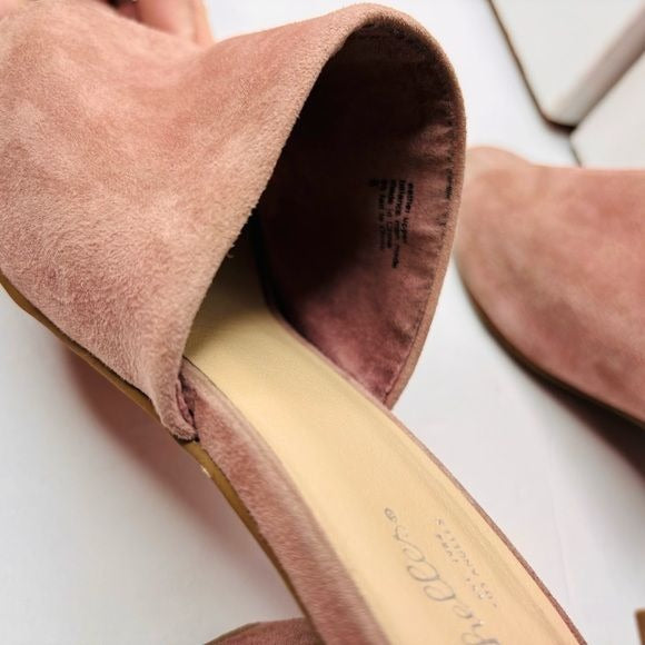 SEYCHELLES Commute Rose Suede Leather Peep-Toe Mules