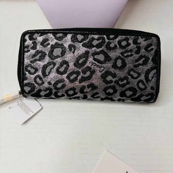 *NEW* COACH Ocelot Leopard Print Shimmer Zip Around Wallet