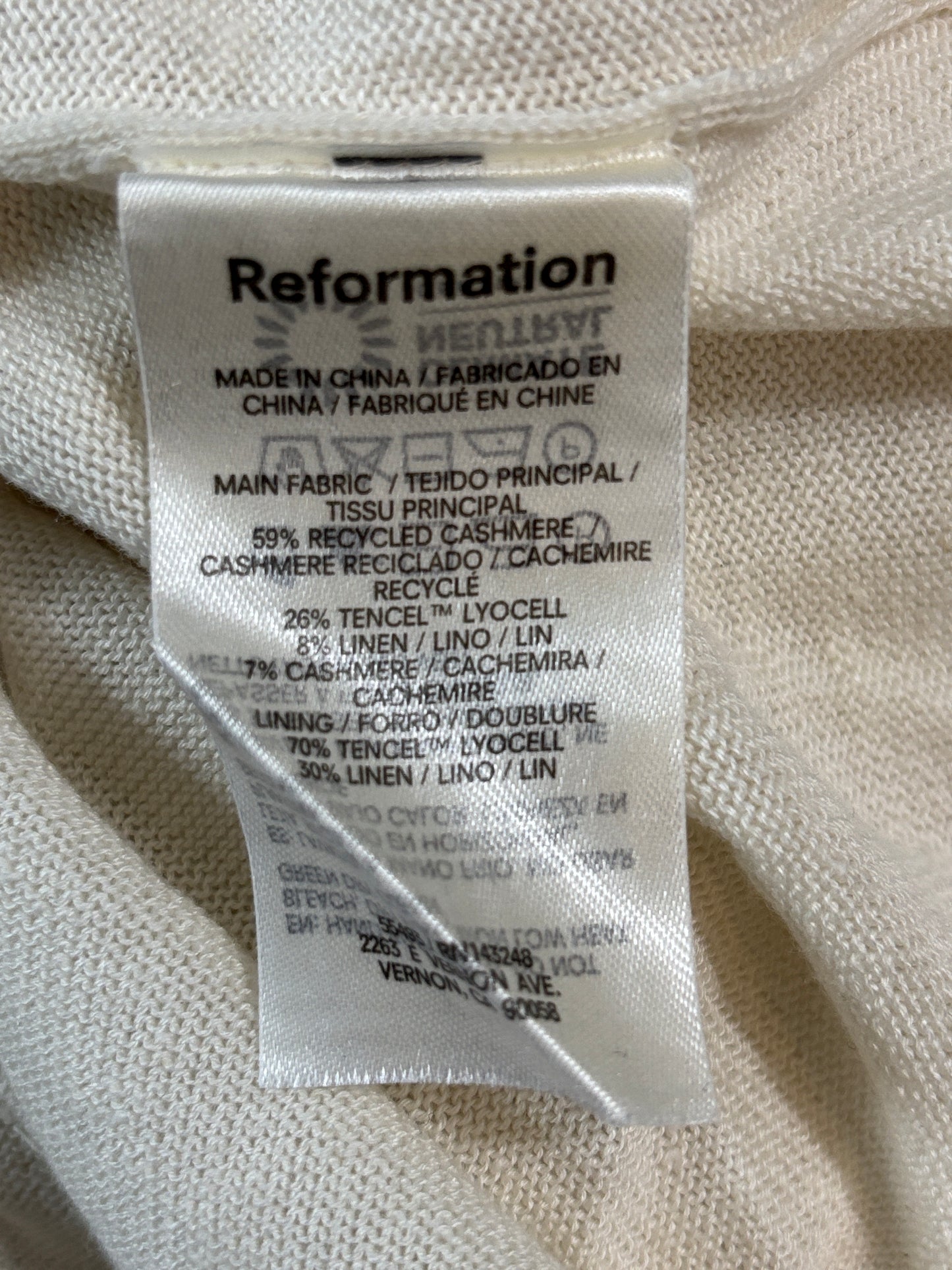 REFORMATION Cream Rose Patterned Cashmere & Linen Blend Skirt Size Medium