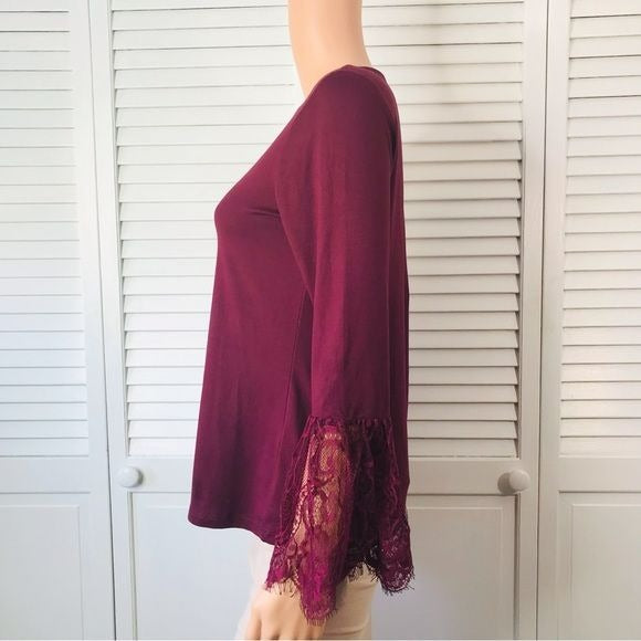 MELISSA PAIGE Petite Purple Lace Cuff Long Sleeve Shirt Size PS