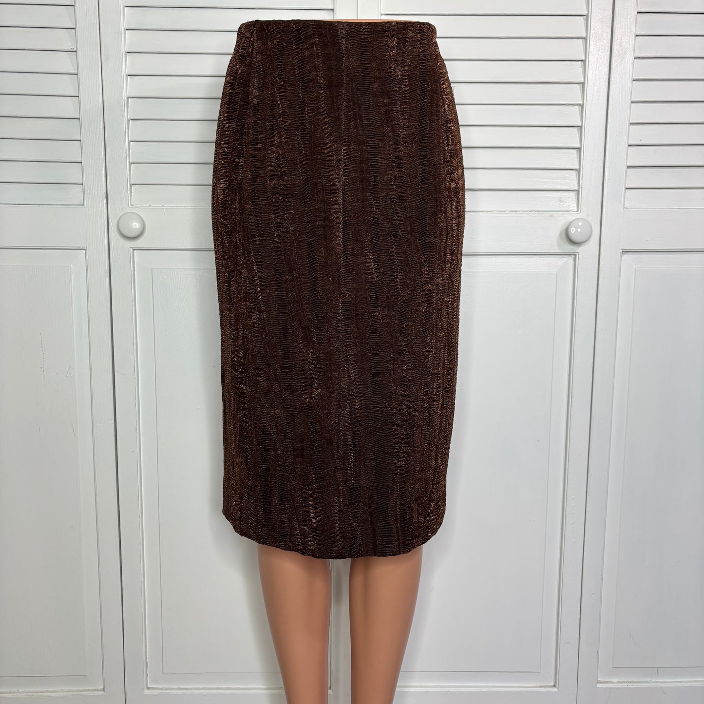 NEW JULIANA COLLEZIONE Copper Crinkled Shine Midi Skirt Size 6