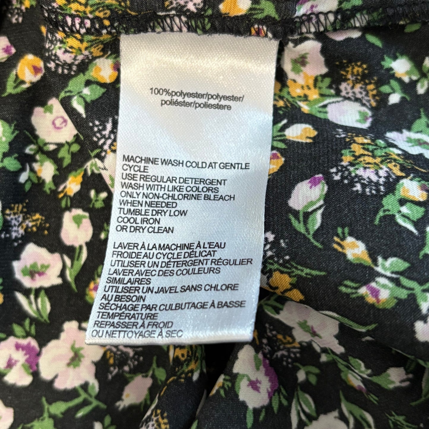 H by HALSTON Floral Lace Collar Puff Sleeve Blouse Size Medium