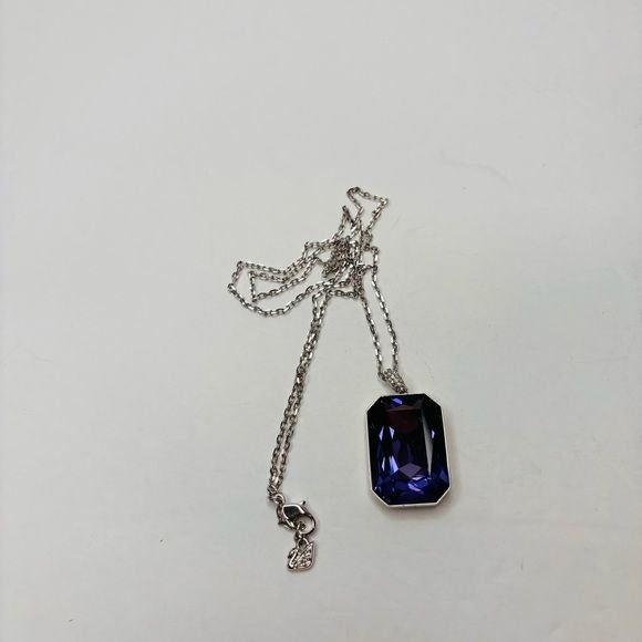 SWAROVSKI Purple Rhodium Plated Square Crystal Necklace