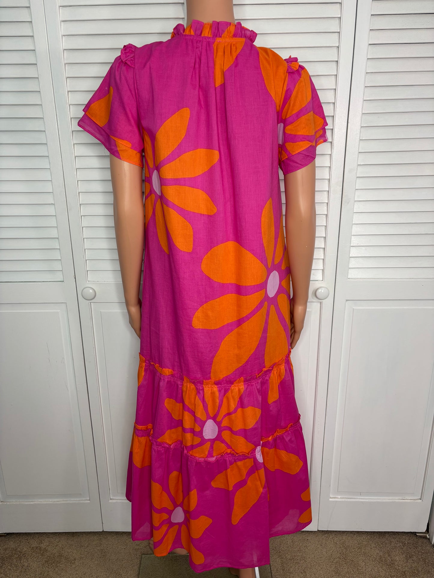 New J. MARIE Floral Ruffle Midi Dress Size Small
