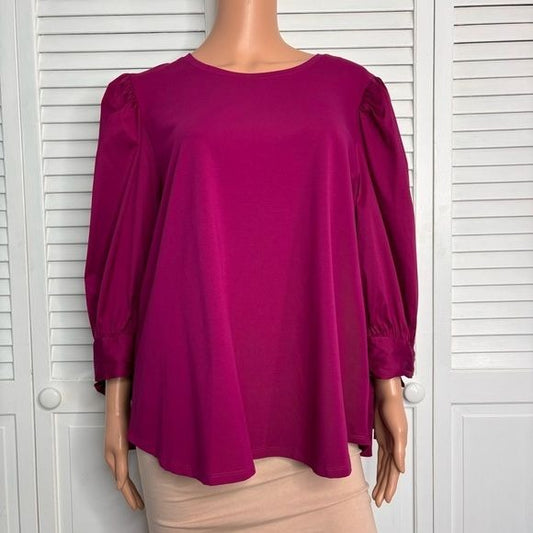 *NEW* CHICO’S Orchid Flower Romance Sleeve Woven Knit Top Size XL