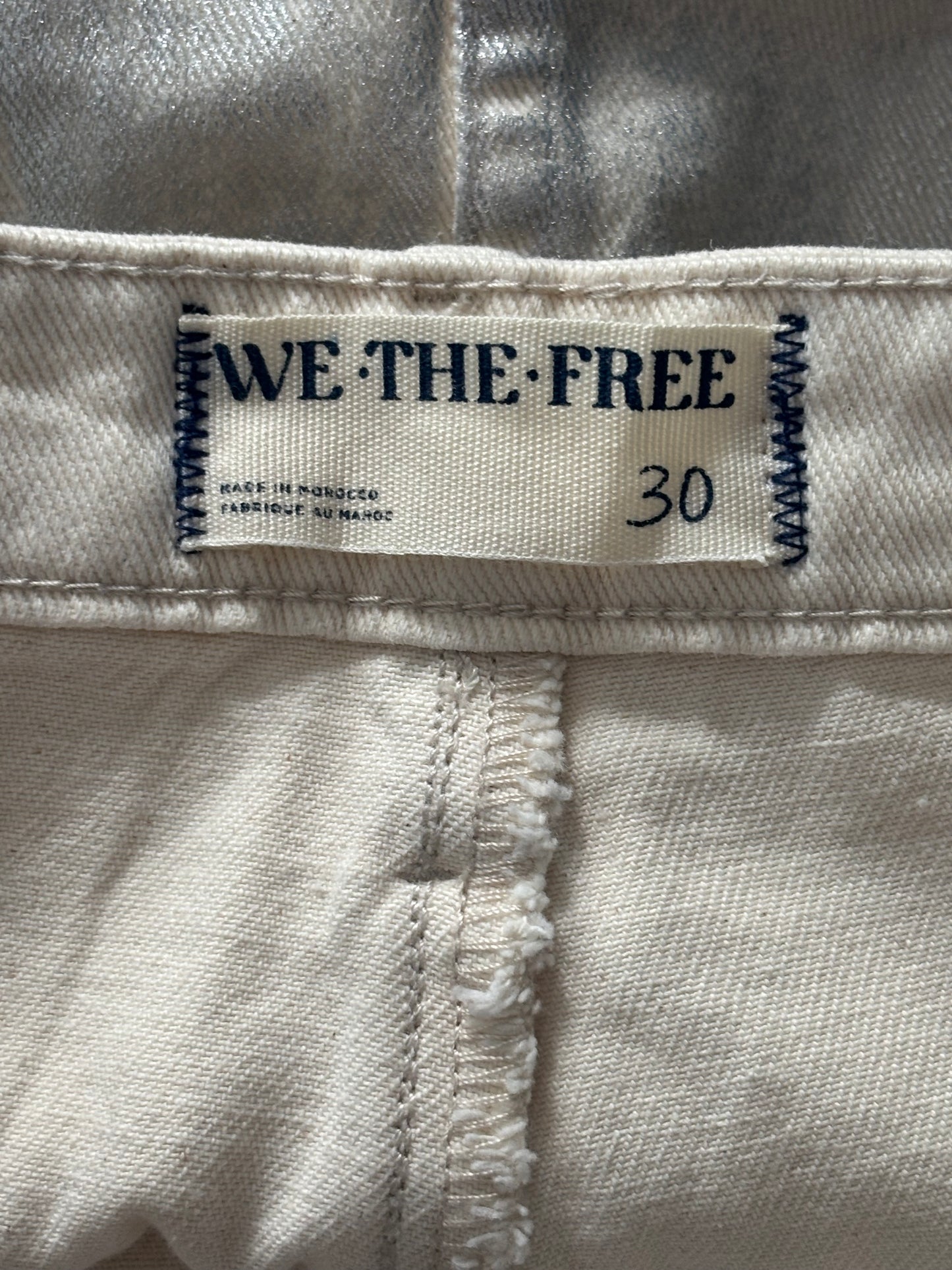 WE THE FREE Gala-Vanting Metallic Silver Low Rise Mini Skort Size 30