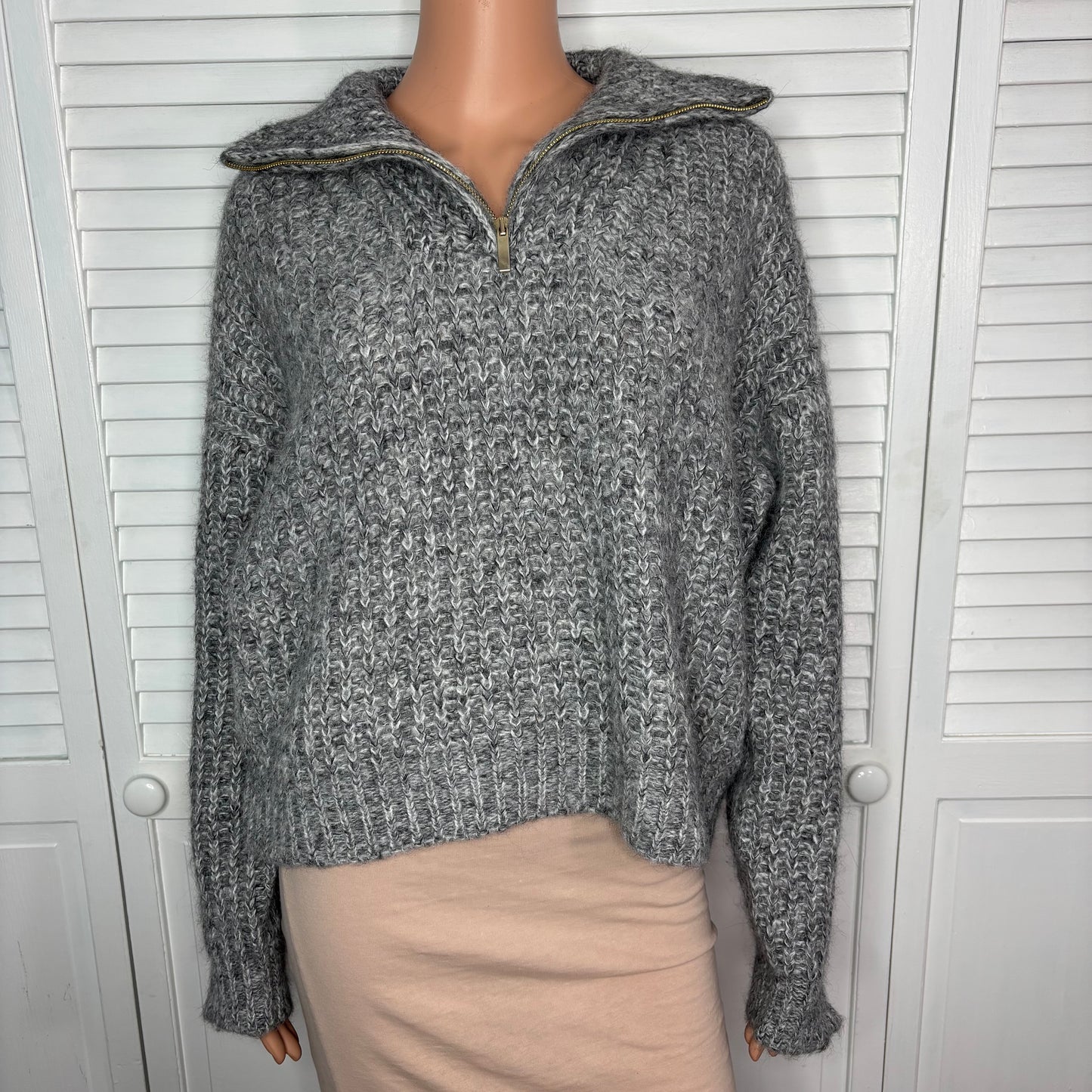 BA&SH Balti Zip-Up Alpaca Blend Pullover Sweater Size Medium