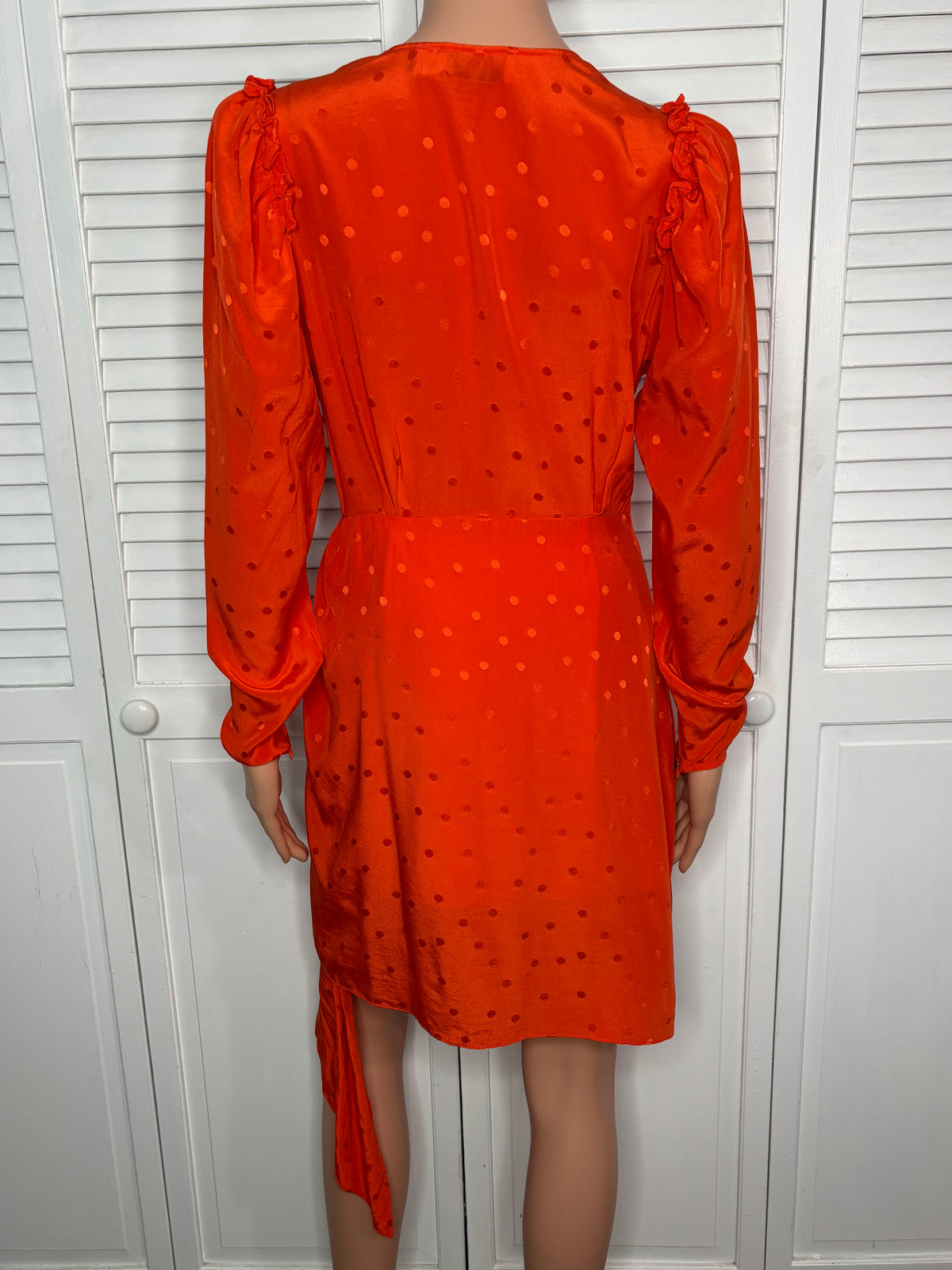 ESSENTIEL ANTWERP Viesbeth Orange Jacquard Silk Midi Dress Size Small