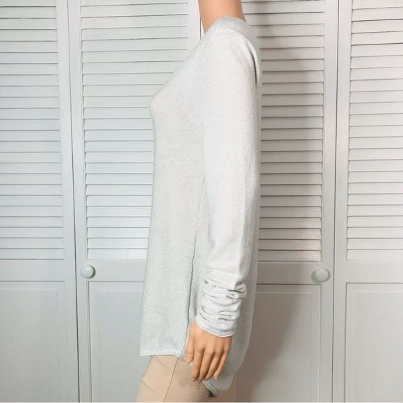 EXPRESS Silver Long Sleeve Scoop Neck Asymmetrical Hem Sweater Size Large