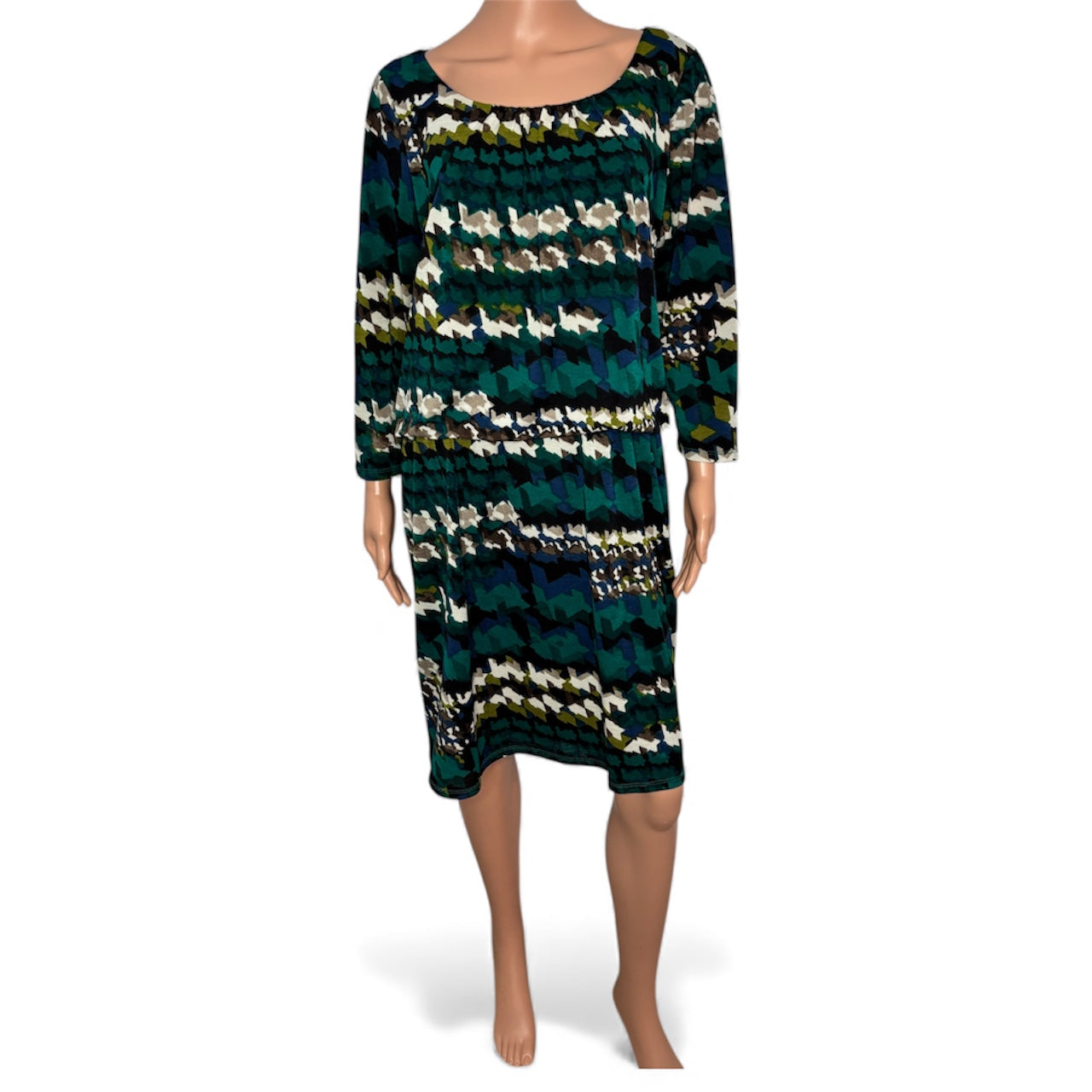 TIANA B. Geo Print Long Sleeve Knit Dress Size 16