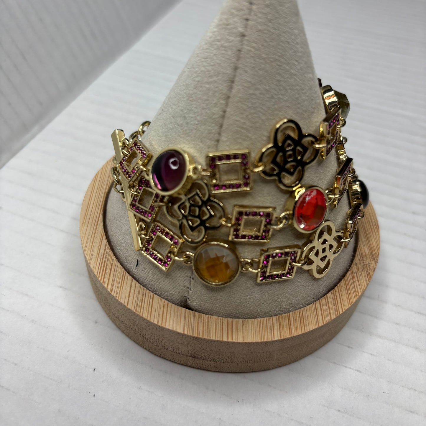 VALESKA Mixed Gem & Clover Multi-Strand Statement Bracelet