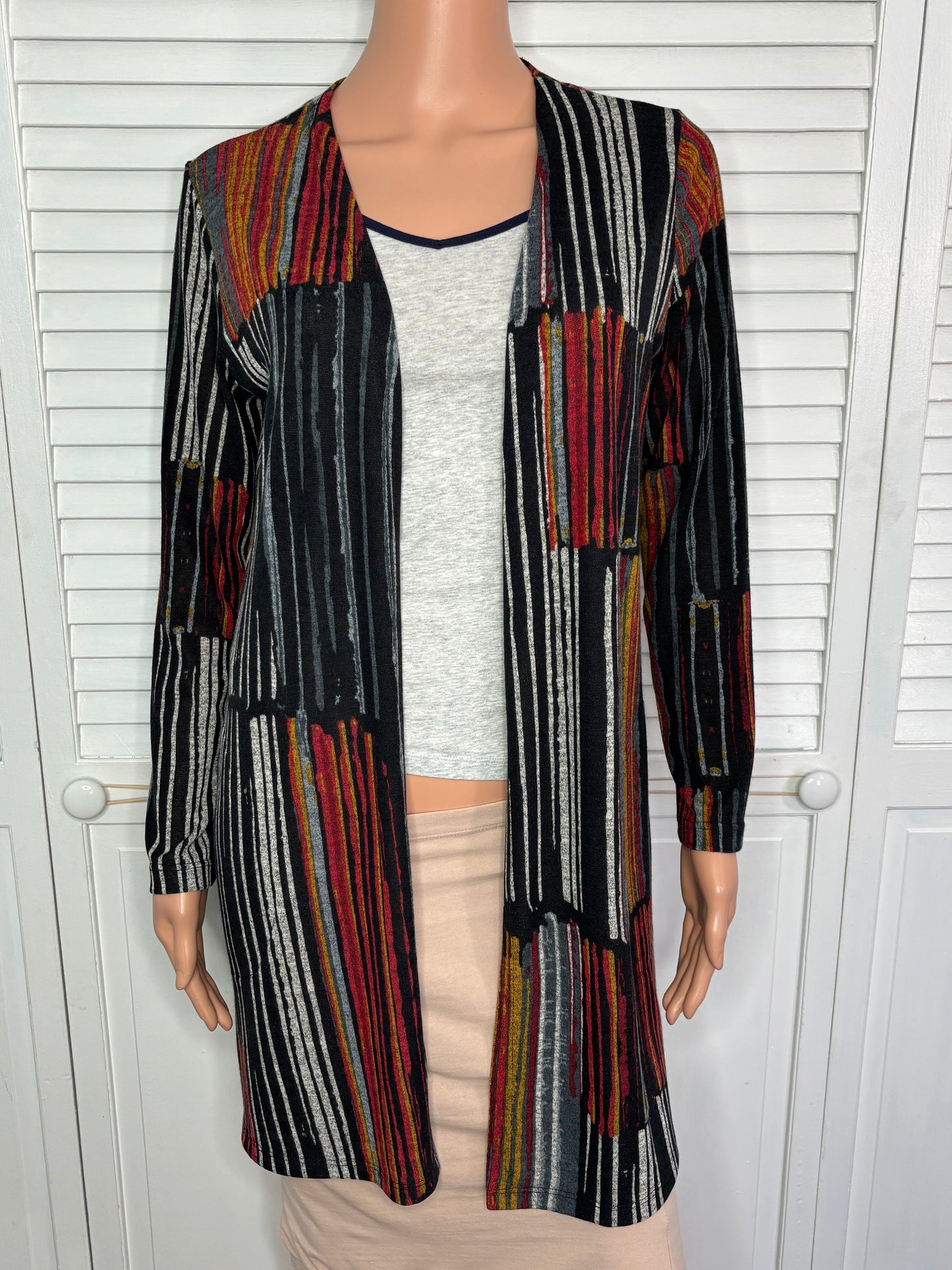 SOFT WORKS Multicolor Open Front Striped Cardigan Size Small