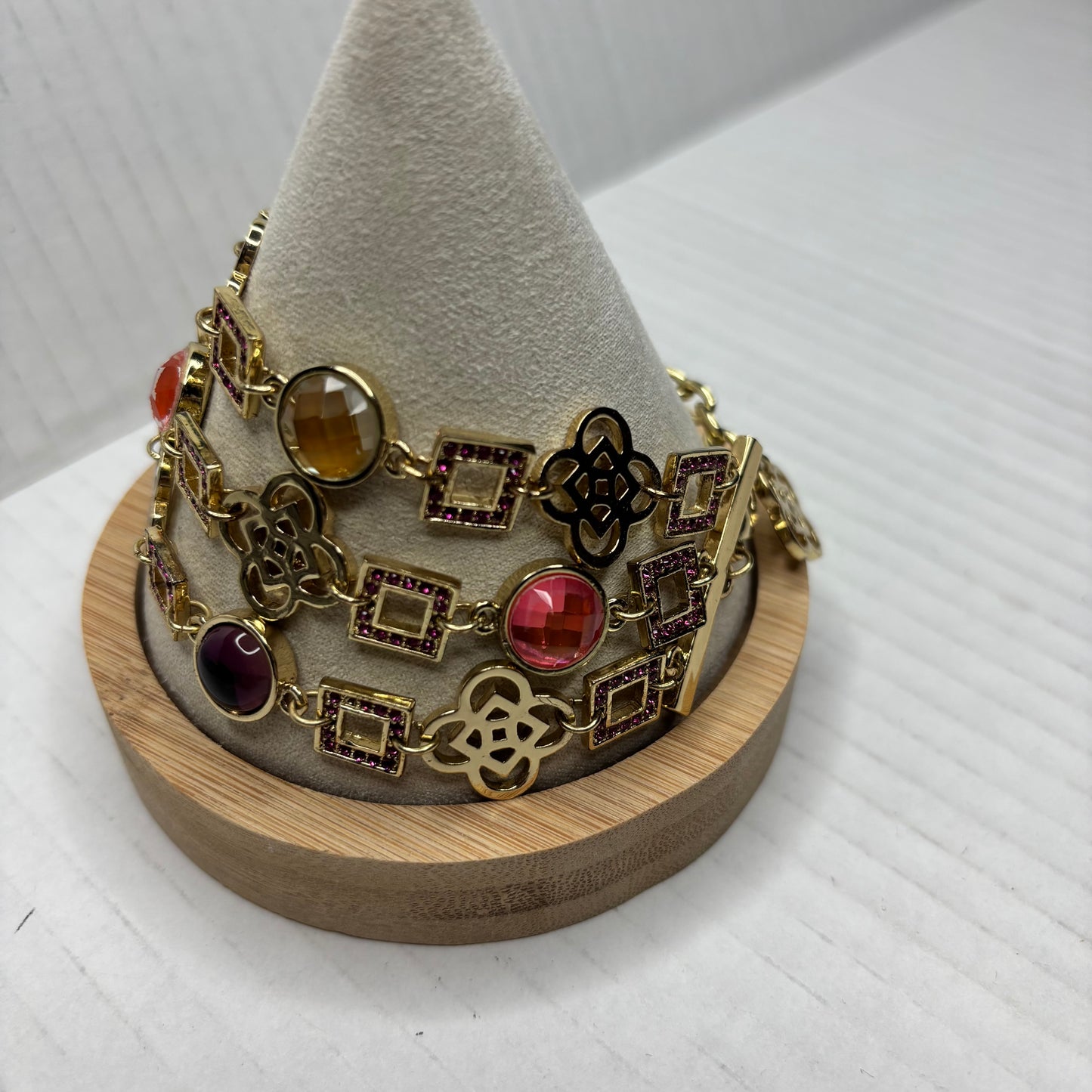 VALESKA Mixed Gem & Clover Multi-Strand Statement Bracelet